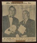 Rogers Hornsby Autographed Newspaper Photo