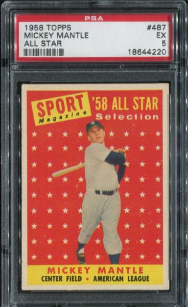 58T #487 Mickey Mantle AS PSA 5