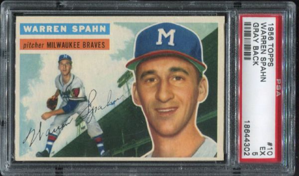 56T #10 Warren Spahn PSA 5 Ex
