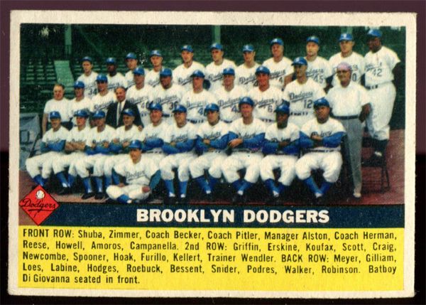 BB 56T #166 Brooklyn Dodgers Team Card