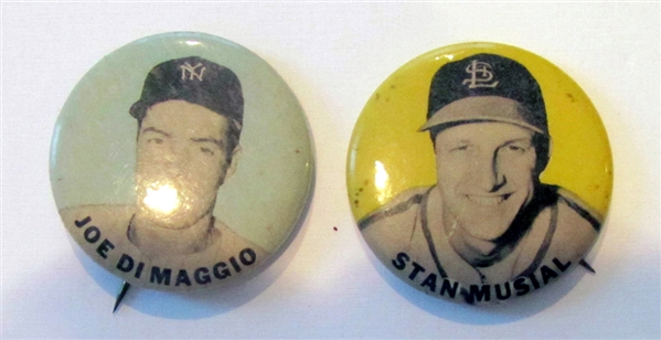 BB (2) PM10 Pins Musial & J.DiMaggio