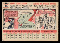 BB 56T #31 Hank Aaron White Back