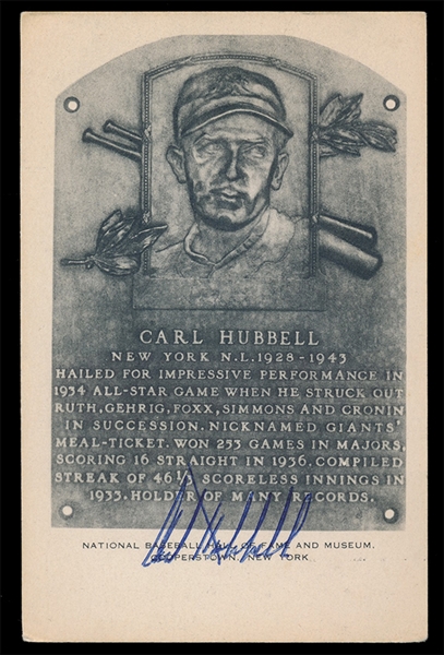 BB Carl Hubbel Auto. B/W Postcard