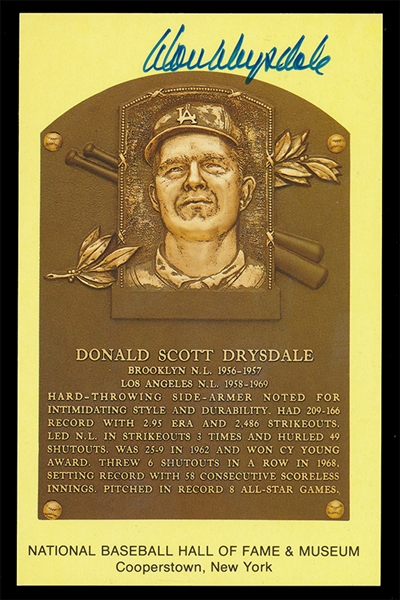 BB Don Drysdale Auto. Gold Postcard