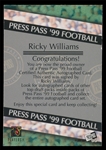 FB 99PressPass Ricky Williams Auto