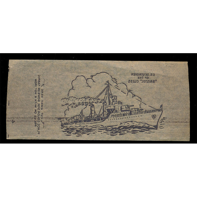 1940's Vintage Paper Iron On U.S. Destroyer "Bristol" Class Unused EX c06080