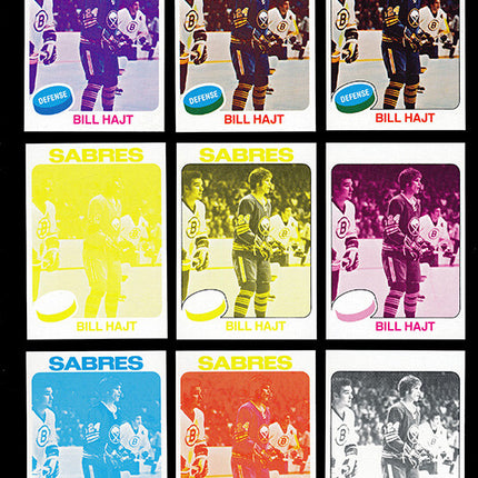 1975 Topps Hockey #233 Bill Hajt 11 Card Progressive Proof 75THOC53