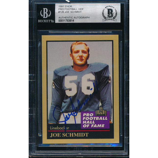 1991 Enor Football #126 Joe Schmidt Autographed Beckett Authentic p03250