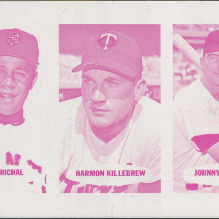 1967 Bazooka Panel #10-12 Acetate Proof Set of 4. Marichal, Killebrew, Callison