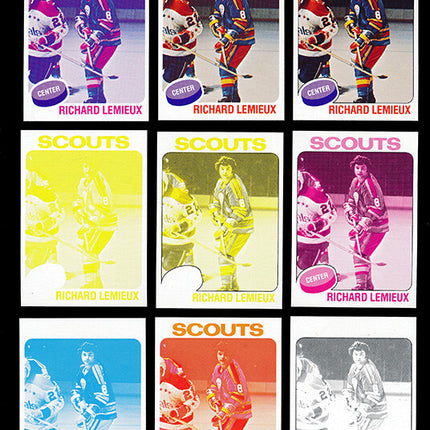 1975 Topps Hockey #274 Richard Lemieux 11 Card Progressive Proof 75THOC64