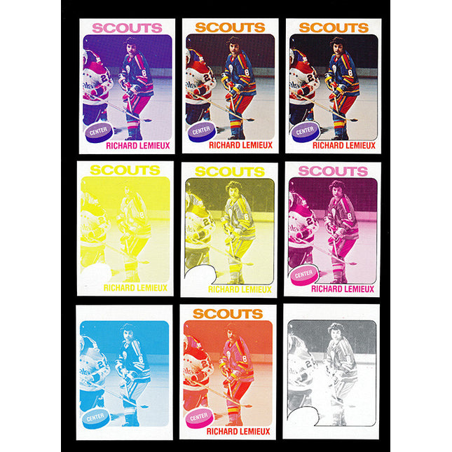 1975 Topps Hockey #274 Richard Lemieux 11 Card Progressive Proof 75THOC64