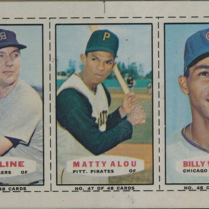 1967 Bazooka Panel #46-48 Acetate Proof Set of 4. Kaline, M.Alou, B. Williams