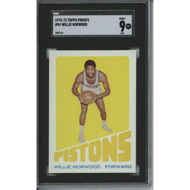 1972 Topps #94 Willie Norwood 9 card progressive proof. Team Color Variation 4a