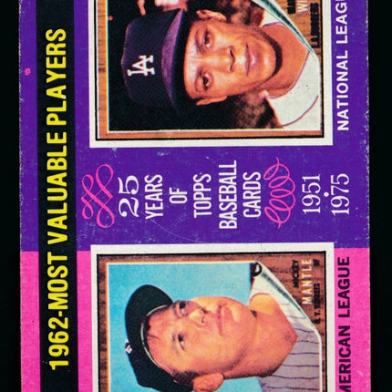 1975 Topps Baseball #200 1962 MVPS Mantle and Wills Exmt c04081