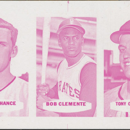 1967 Bazooka Panel #25-27 Acetate Proof Set of 4. Chance, Clemente, Cloninger