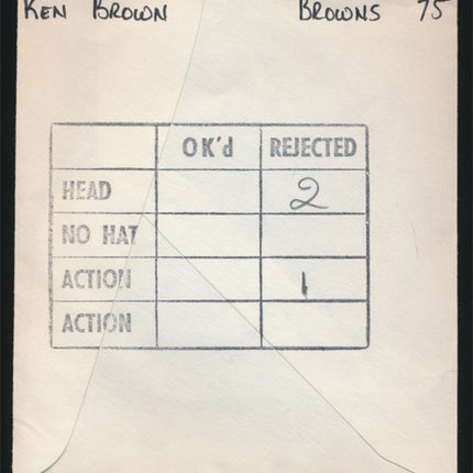1975 Ken Brown Topps Original Transparencies (3) Browns w/envelope tp00017