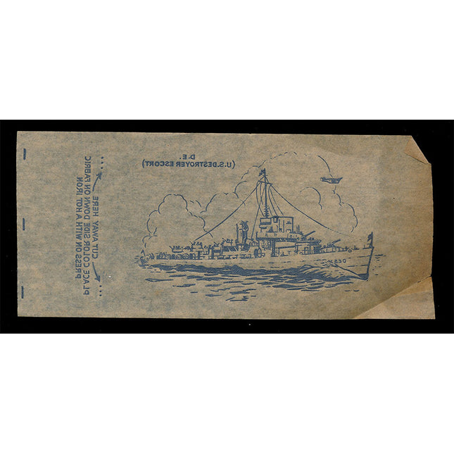 1940's Vintage Paper Iron On U.S. Destroyer Escort Unused (EX) c06075