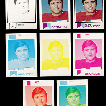 1973 Topps Football #334 Jim Turner 8 Card Progressive Proof 73TFB48