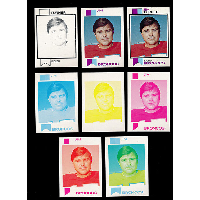1973 Topps Football #334 Jim Turner 8 Card Progressive Proof 73TFB48