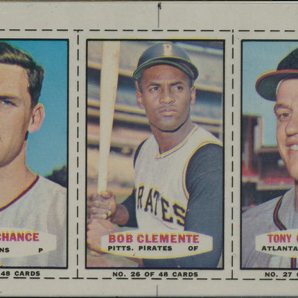 1967 Bazooka Panel #25-27 Acetate Proof Set of 4. Chance, Clemente, Cloninger