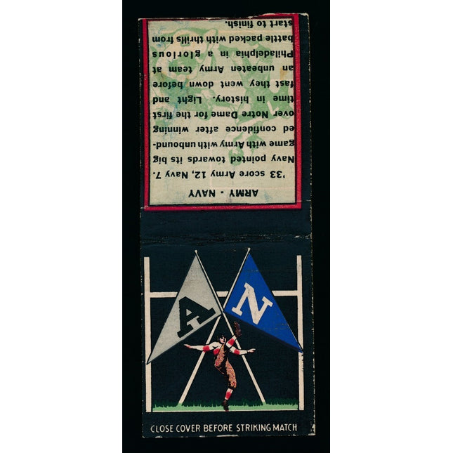 1934 Diamond Matchbook Football Army Vs. Navy Ex c04176