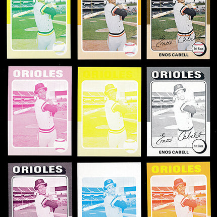 1975 Topps Baseball #247 Enos Cabell 9 Card Progressive Proof 75TBB38