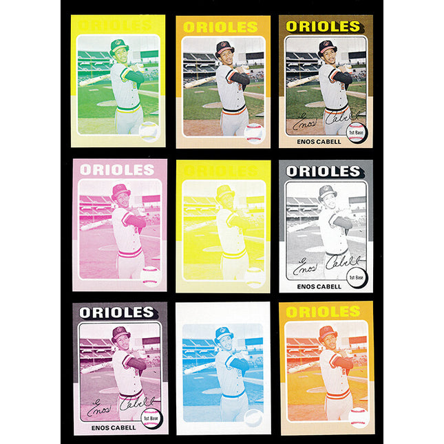 1975 Topps Baseball #247 Enos Cabell 9 Card Progressive Proof 75TBB38