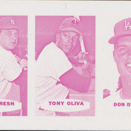 1967 Bazooka Panel #40-42 Acetate Proof Set of 4. Tresh, Oliva, Drysdale