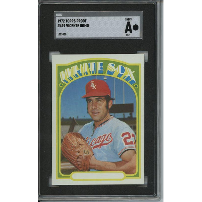 1972 Topps #499 Vincente Romo 6 card progressive proof. 55a