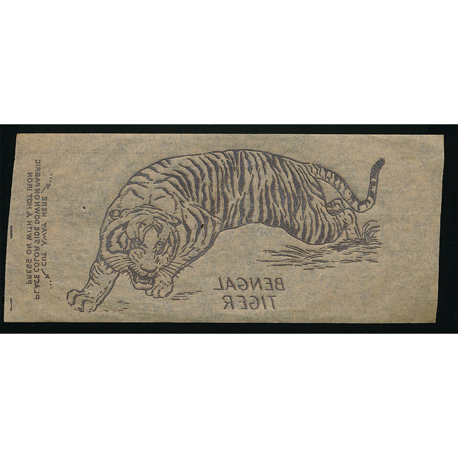 1940's Vintage Paper Iron On Animals Bengal Tiger Unused EX c06111