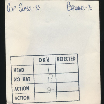 1970 Chip Glass Topps Original Transparencies (2) Browns w/envelope tp00028