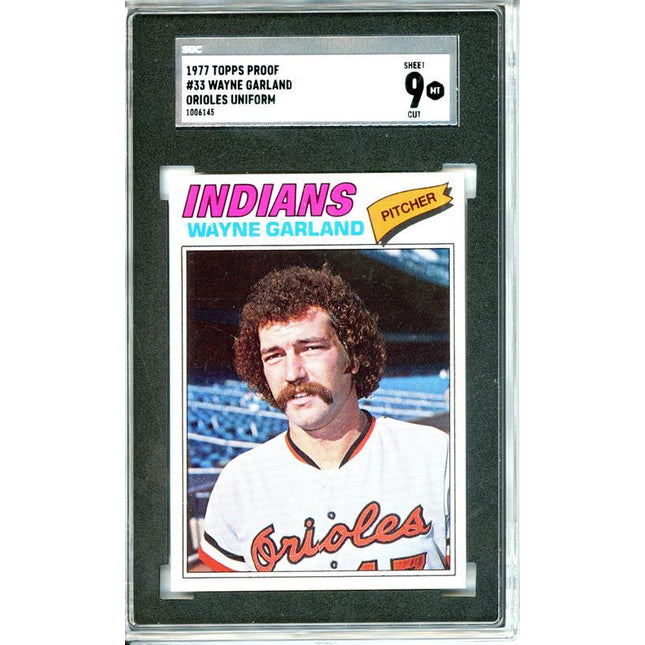 1977 Topps #33 Wayne Garland 9 card progressive proof. un-issued image. 15a
