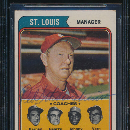 1974 Topps Baseball #236 Red Schorndienst Autographed Beckett Authentic p03183