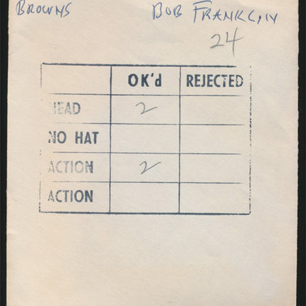 1960's Bob Franklin Topps Original Transparencies (3) Browns w/envelope tp00063