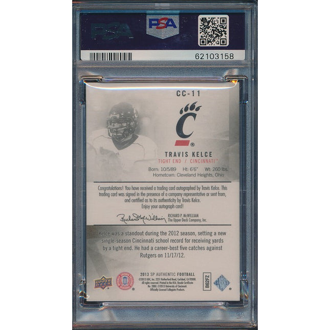 2013 SP Authentic FB #CC11 Travis Kelce Cnvas Collection Auto PSA 9 MINT