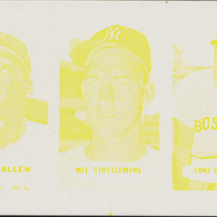 1967 Bazooka Panel #4-6 Acetate Proof Set of 4. R.Allen, Sottlemyre, Conigliaro