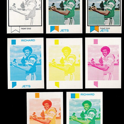 1973 Topps Football #323 Richard Caster 8 Card Progressive Proof 73TFB64