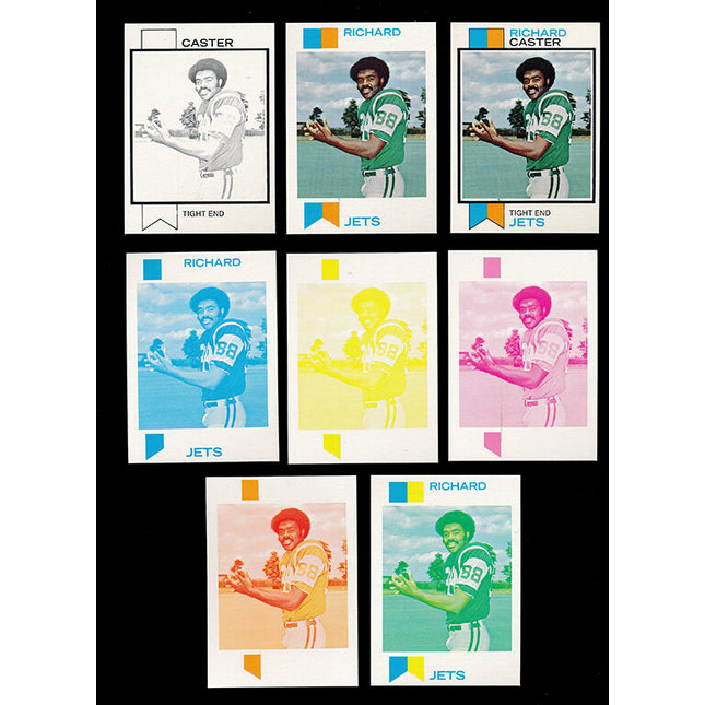 1973 Topps Football #323 Richard Caster 8 Card Progressive Proof 73TFB64