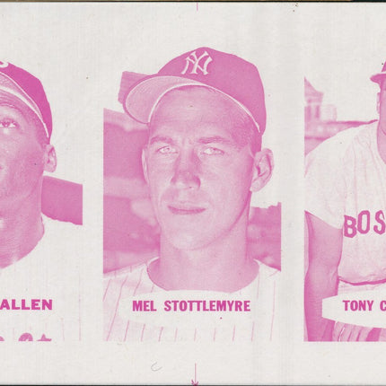 1967 Bazooka Panel #4-6 Acetate Proof Set of 4. R.Allen, Sottlemyre, Conigliaro