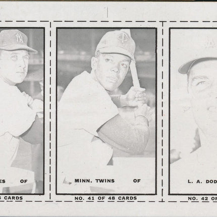 1967 Bazooka Panel #40-42 Acetate Proof Set of 4. Tresh, Oliva, Drysdale