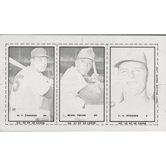 1967 Bazooka Panel #40-42 Acetate Proof Set of 4. Tresh, Oliva, Drysdale