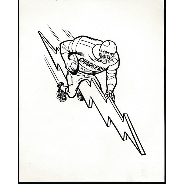 (25) 1960's Manny's Baseball Land Team Caricature San Diego Chargers