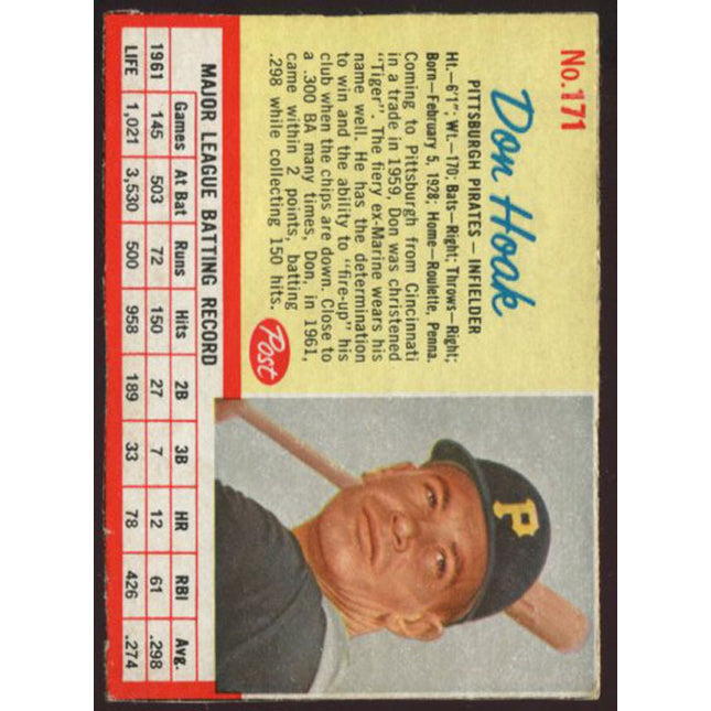 1962 Post Cereal Baseball #171 Don Hoak EX++ c00207