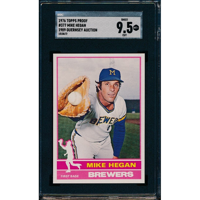 1976 Topps #377 Mike Hegan Progressive Proof set color variation SGC 76TBB62