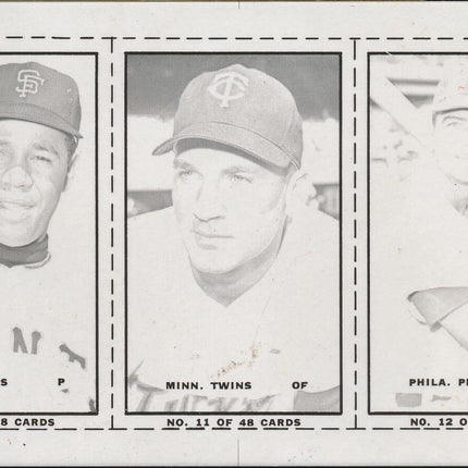 1967 Bazooka Panel #10-12 Acetate Proof Set of 4. Marichal, Killebrew, Callison