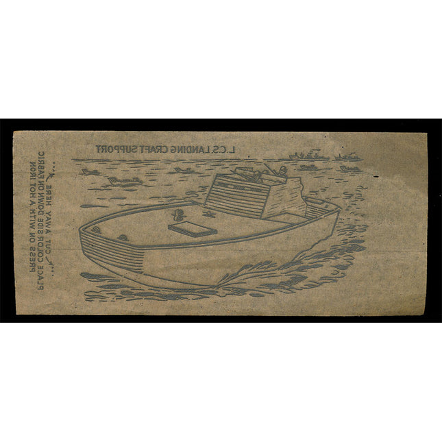 1940's Vintage Paper Iron On U.S. L.C.S. Landing Craft Support Unused EX c06085