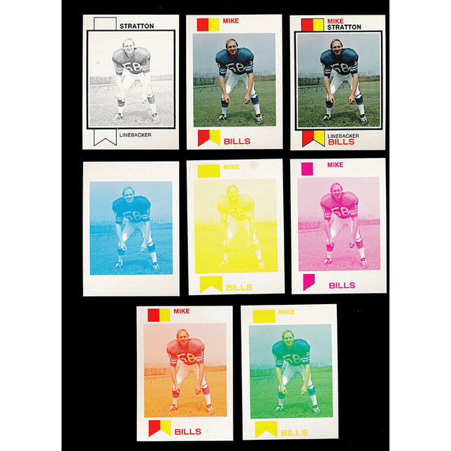 1973 Topps Football #388 Mike Stratton 8 Card Progressive Proof 73TFB56