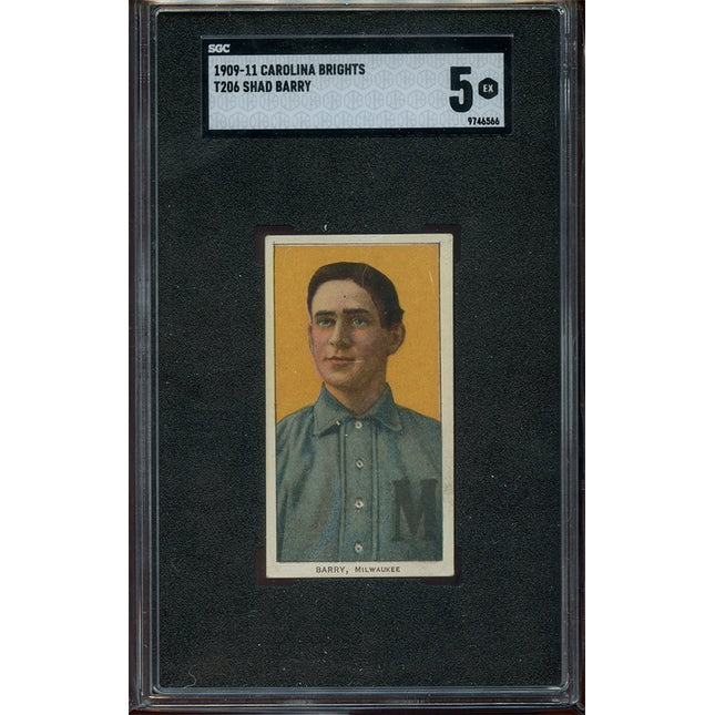 1911 Sweet Caporal T206 Shad Barry Carolina Brights Back SGC 5 Highest Graded