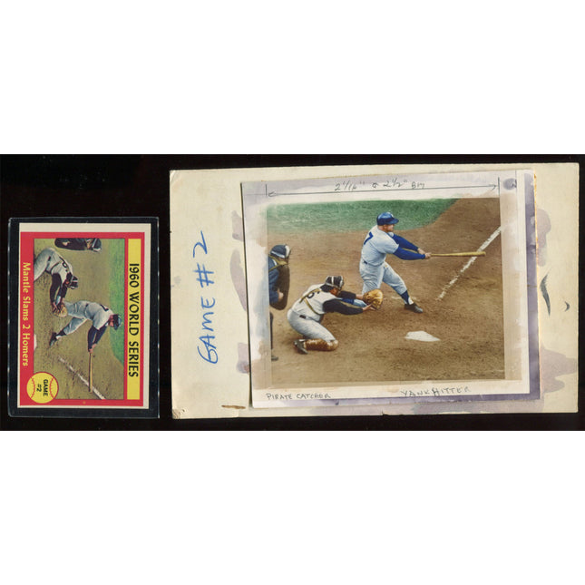 1961 Topps Baseball #307 Mantle Slams 2 Homers Original Topps Flexichrome Art