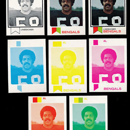 1973 Topps Football #337 Al Beauchamp 8 Card Progressive Proof 73TFB55